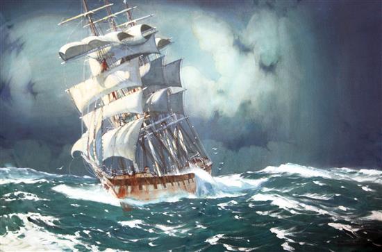 Kenneth Denton Shoesmith (1890-1939) Clipper at sea 26 x 38.5in.